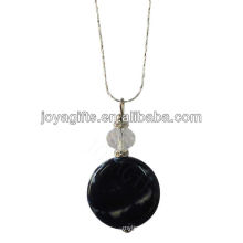 Natural round shape agate slice pendant necklace semi precious stone necklace